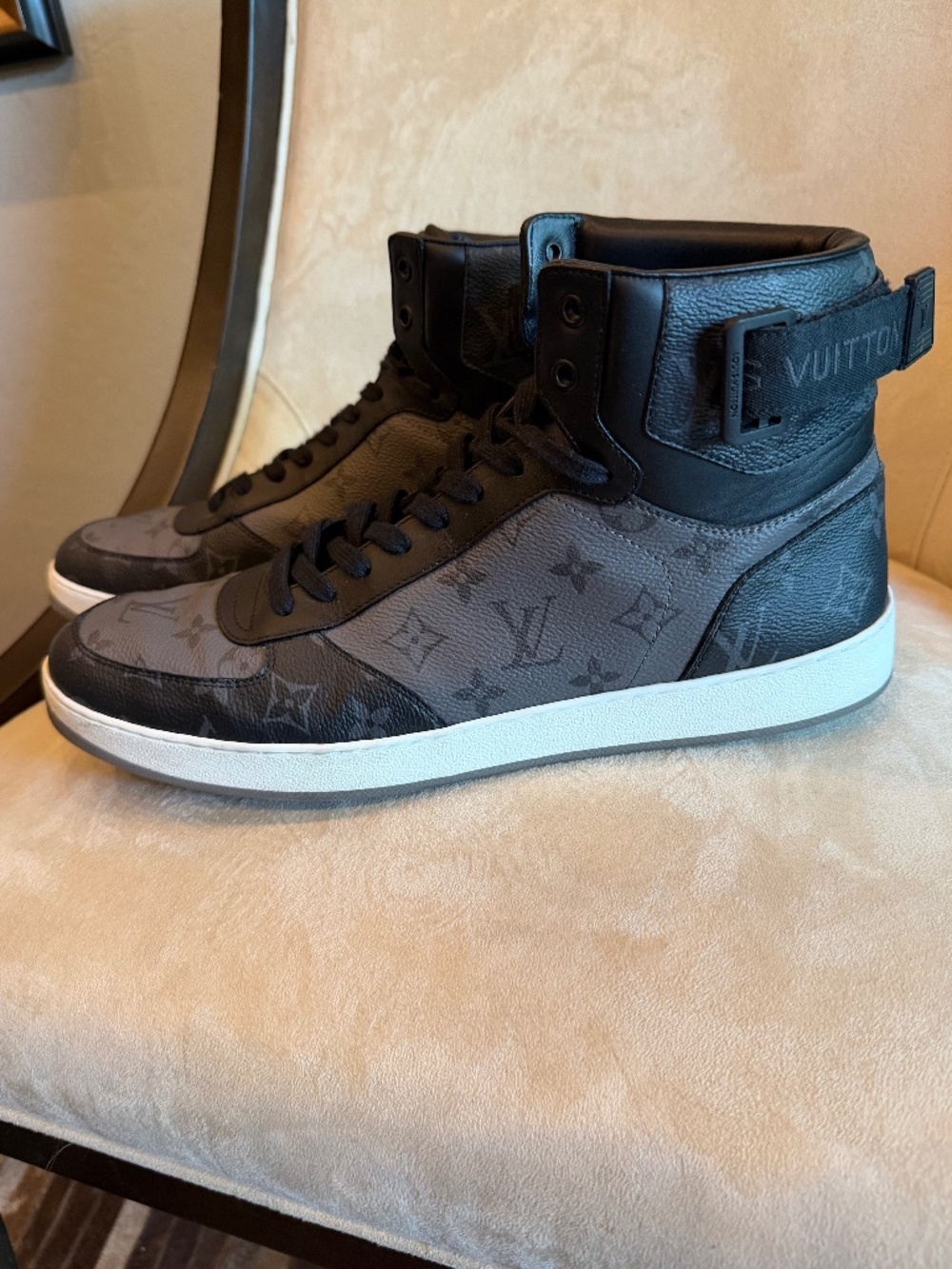 LOUIS VUITTON Rivoli High Top Sneakers, Size 12